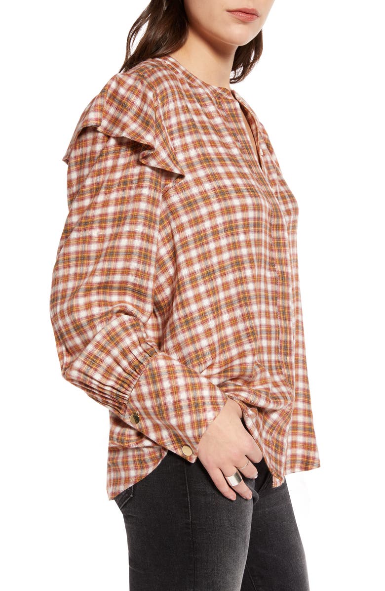 Treasure & Bond Plaid Long-Sleeve Top, Alternate, color, 