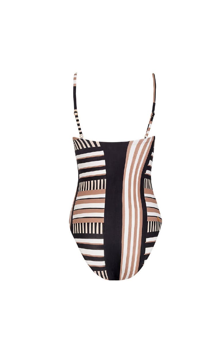 Ancestral Lines Serina Sculpting One Piece, Alternate, color, BLACK LINES