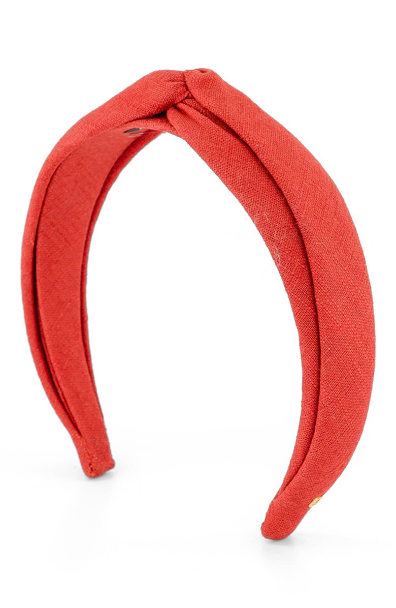 Alexandre de Paris Saharienne Linen Headband, Main, color, Blood Orange
