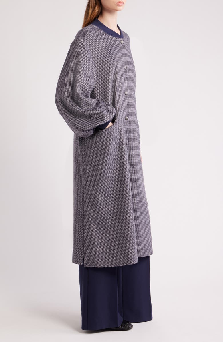 dRA Cameron Balloon Sleeve Wool Blend Long Coat, Alternate, color, Navy Check