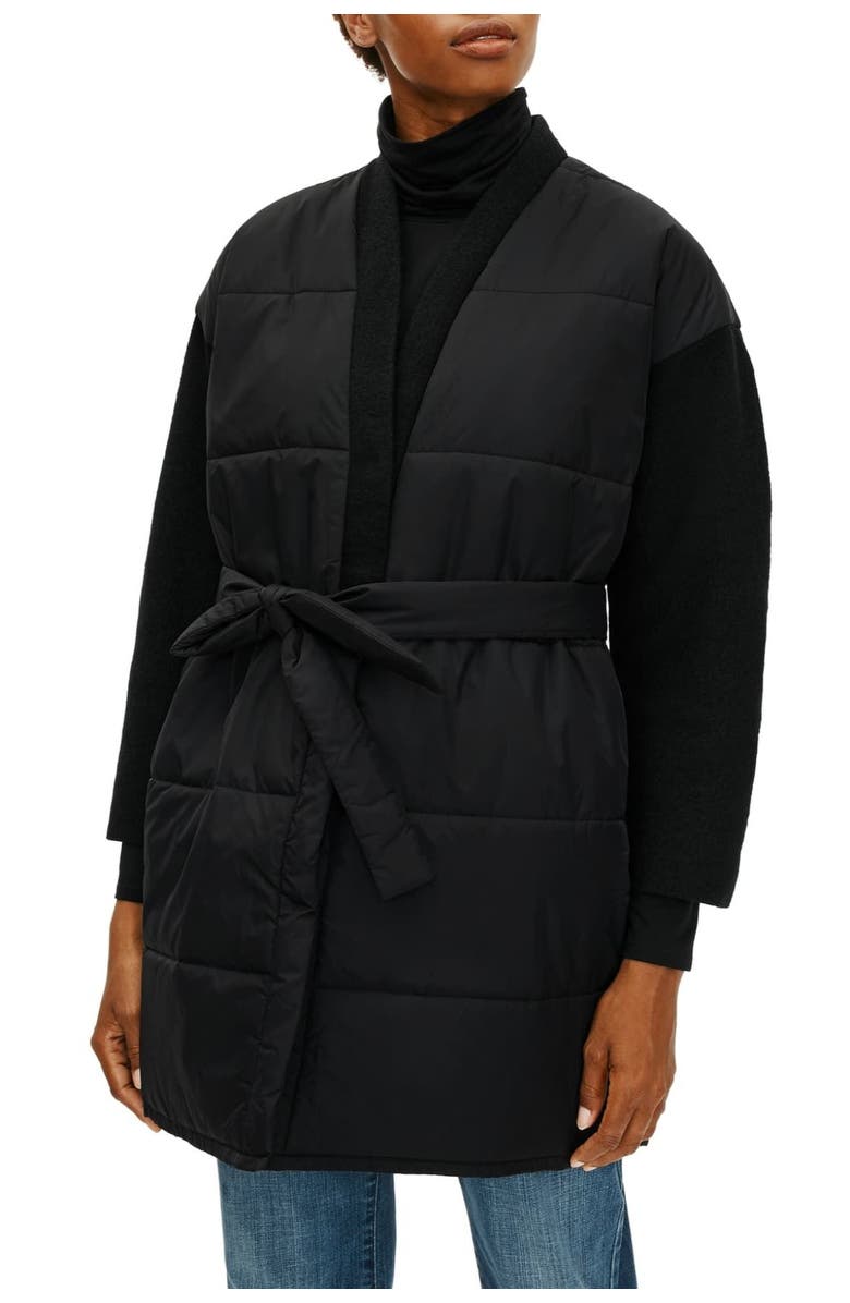 Eileen Fisher Recycled Nylon & Boiled Wool Coat, Alternate, color, 