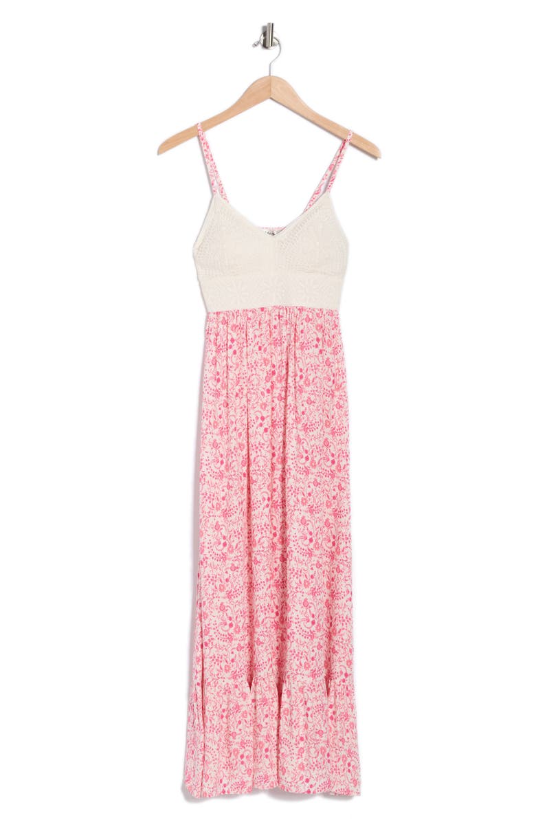 Madden Girl Lace Bodice Empire Waist Tiered Maxi Dress, Alternate, color, Egret Pink