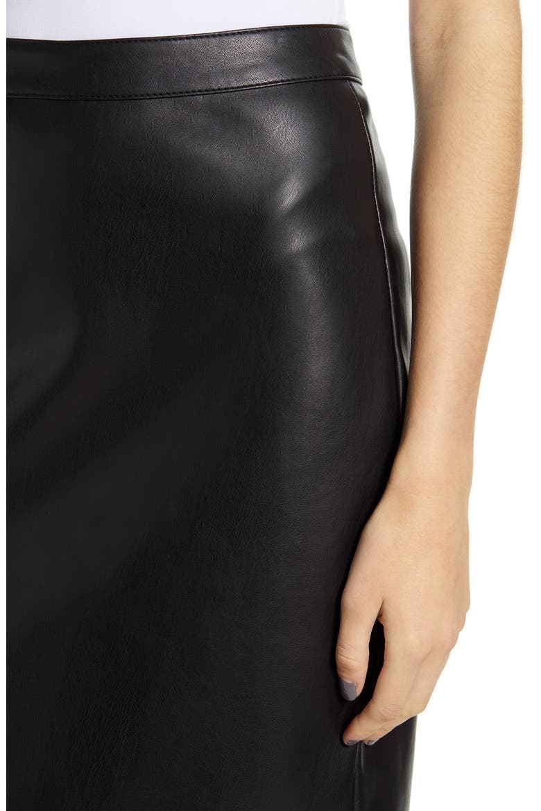 Faux Leather Pencil Skirt, Alternate, color, BLACK