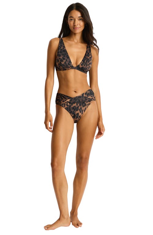 Sea Level Savanna Plunge Bikini Top In Brown