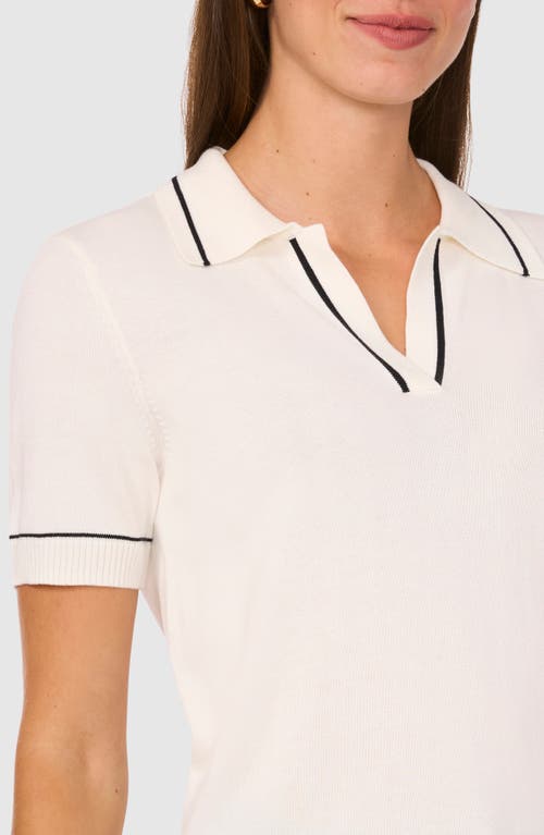 HALOGENR HALOGEN(R) TIPPED JOHNNY COLLAR POLO SWEATER