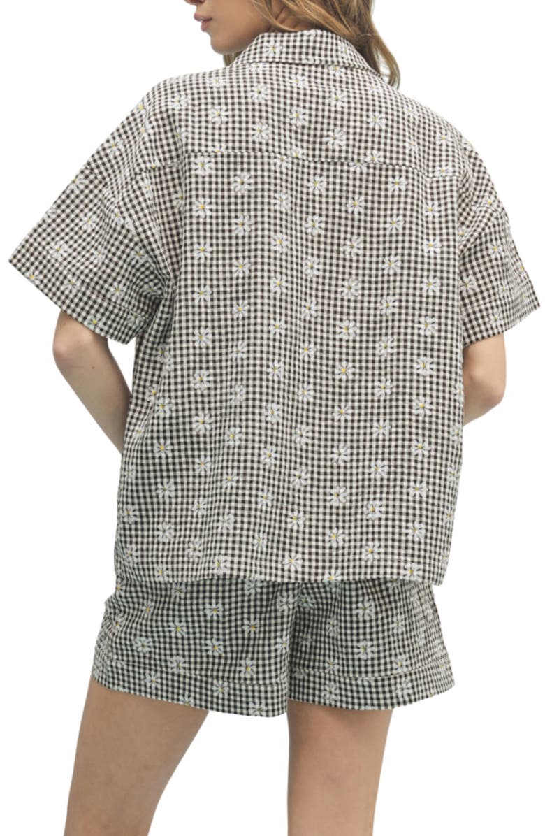 WISHLIST Floral Plaid Shirt and Shorts Set, Alternate, color, Cream/ Black