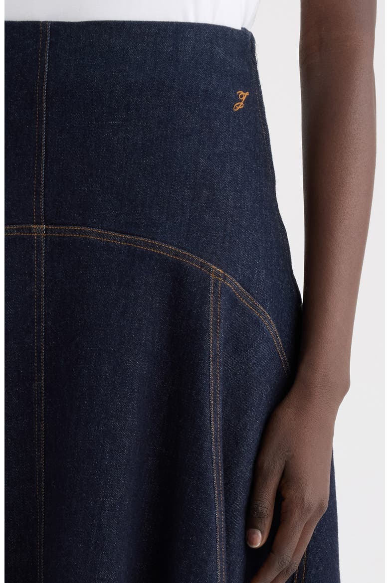 La Jupe Triangle de-Nîmes A-Line Denim Midi Skirt, Alternate, color, DARK NAVY