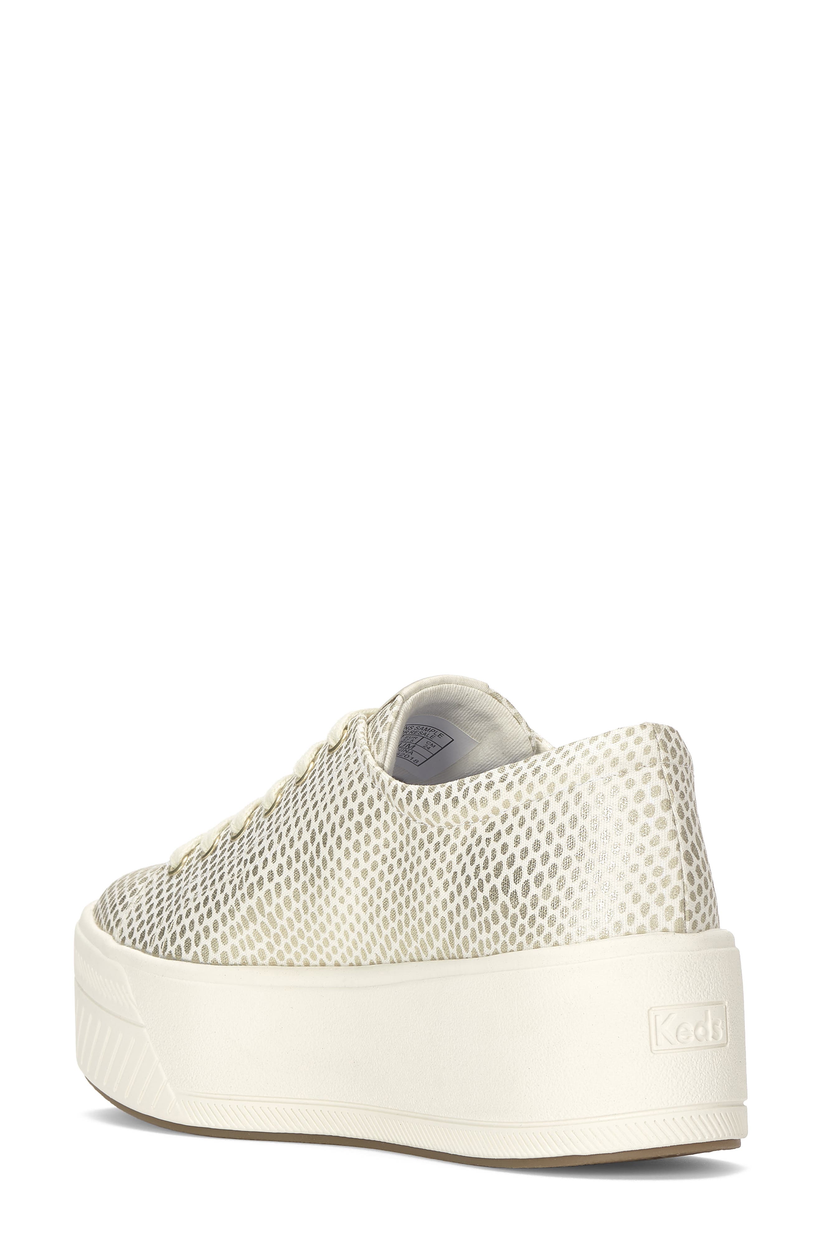 Skyler Metallic Foil Platform Sneaker, Alternate, color, EGRET