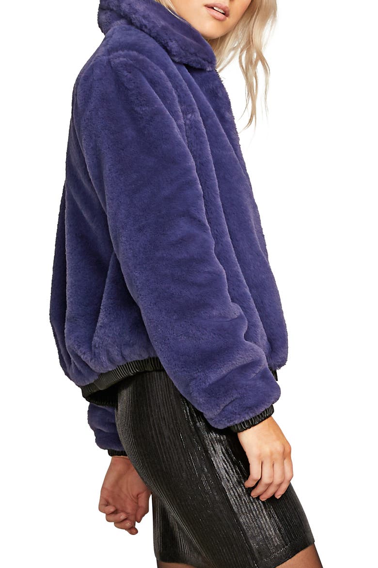 Fuzzy Fresh Faux Fur Jacket, Alternate, color, SEA NAVY