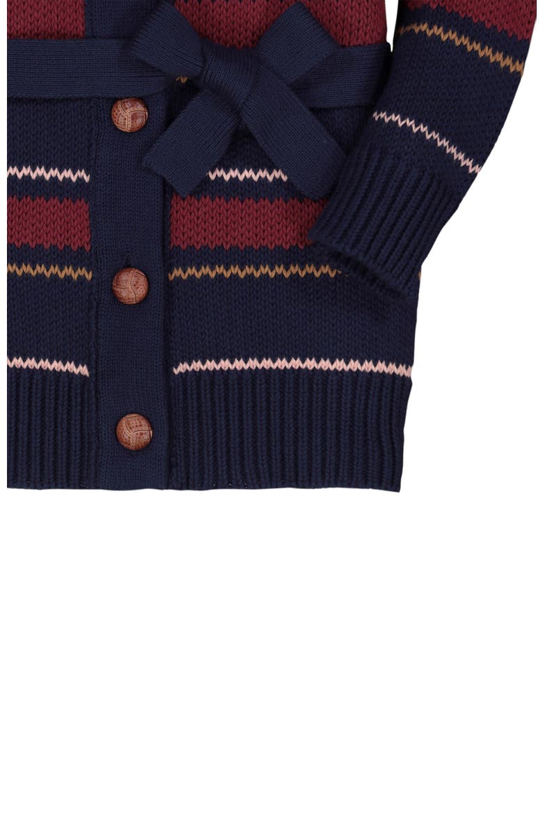 Baby Girls' Shawl Collar Cardigan with Waist Tie, Infant, Alternate, color, Navy and Berry Multi Stripe