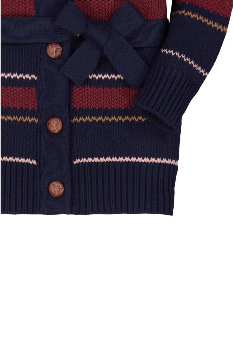 Hope & Henry Girls' Shawl Collar Cardigan with Waist Tie, Kids, Alternate, color, Navy And Berry Multi Stripe