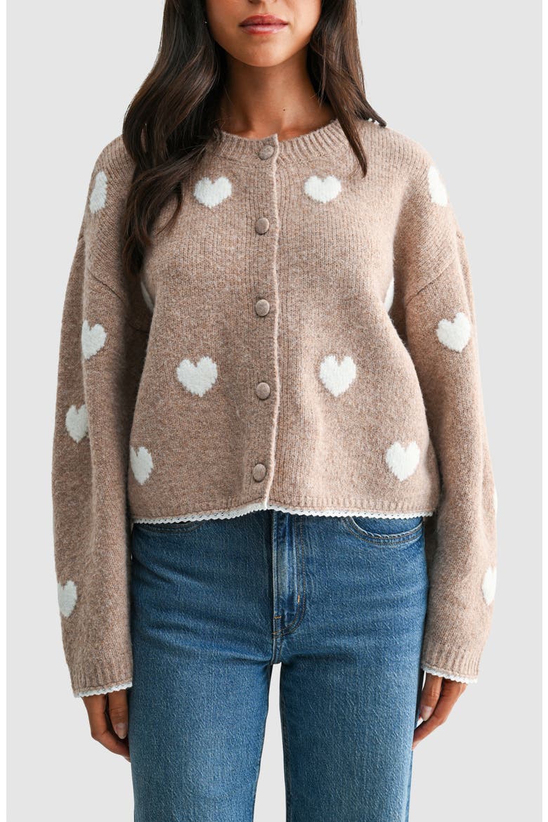 Lace Trimmed Heart Cardigan, Alternate, color, TAUPE CREAM