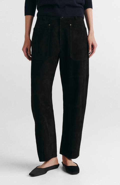 Bilie Suede High Waist Barrel Pants