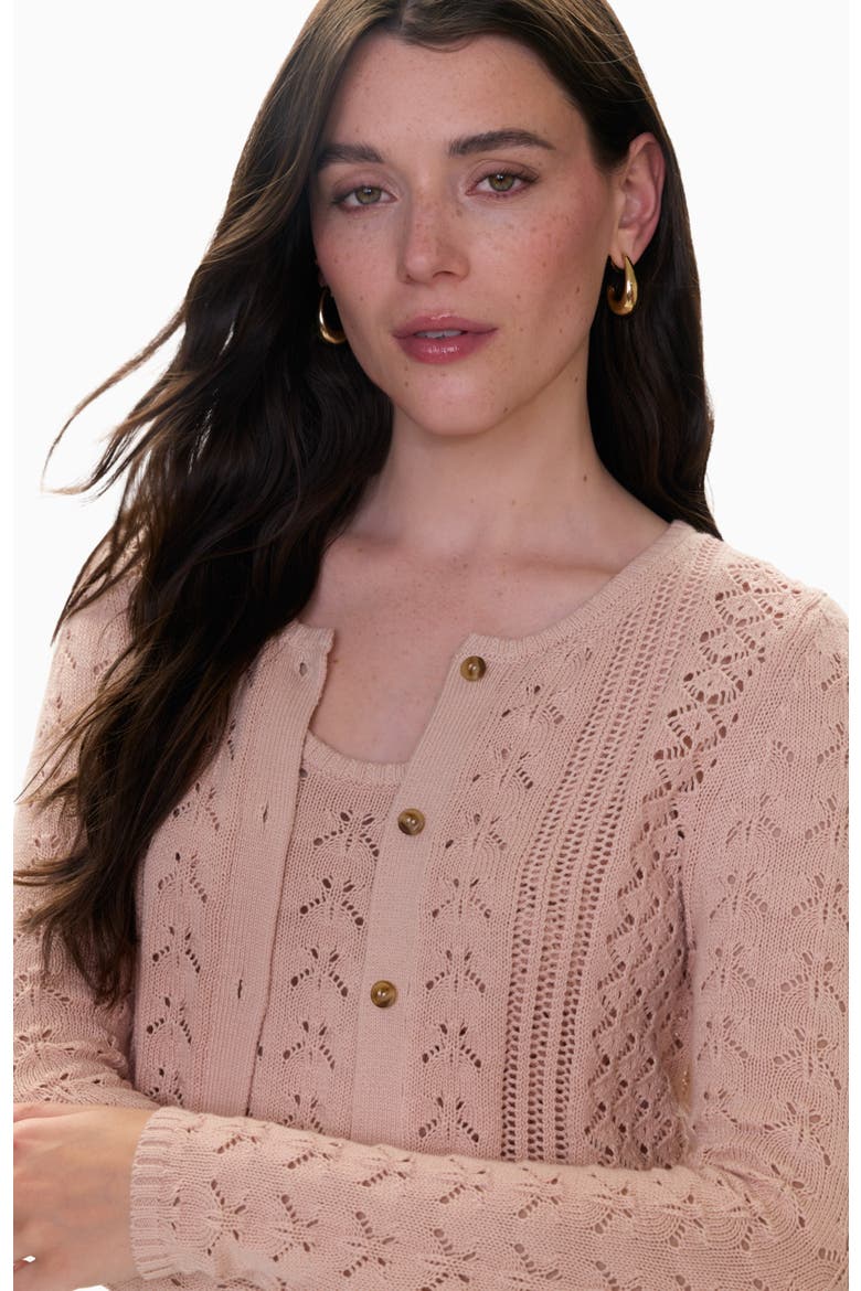 Hannah Pointelle Cardi, Alternate, color, Desert Rose