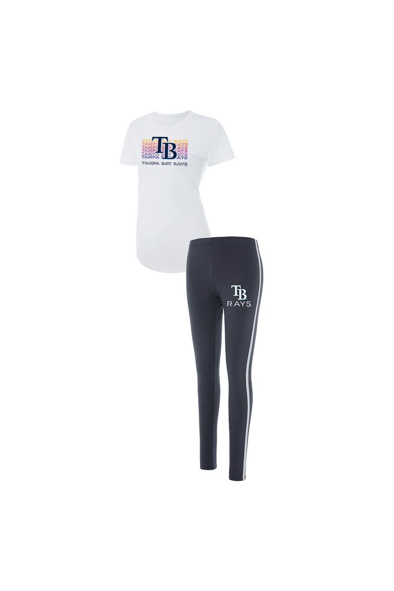 Women's Concepts Sport White/Charcoal Tampa Bay Rays Sonata T-Shirt & Leggings Sleep Set, Main, color, Charcoal