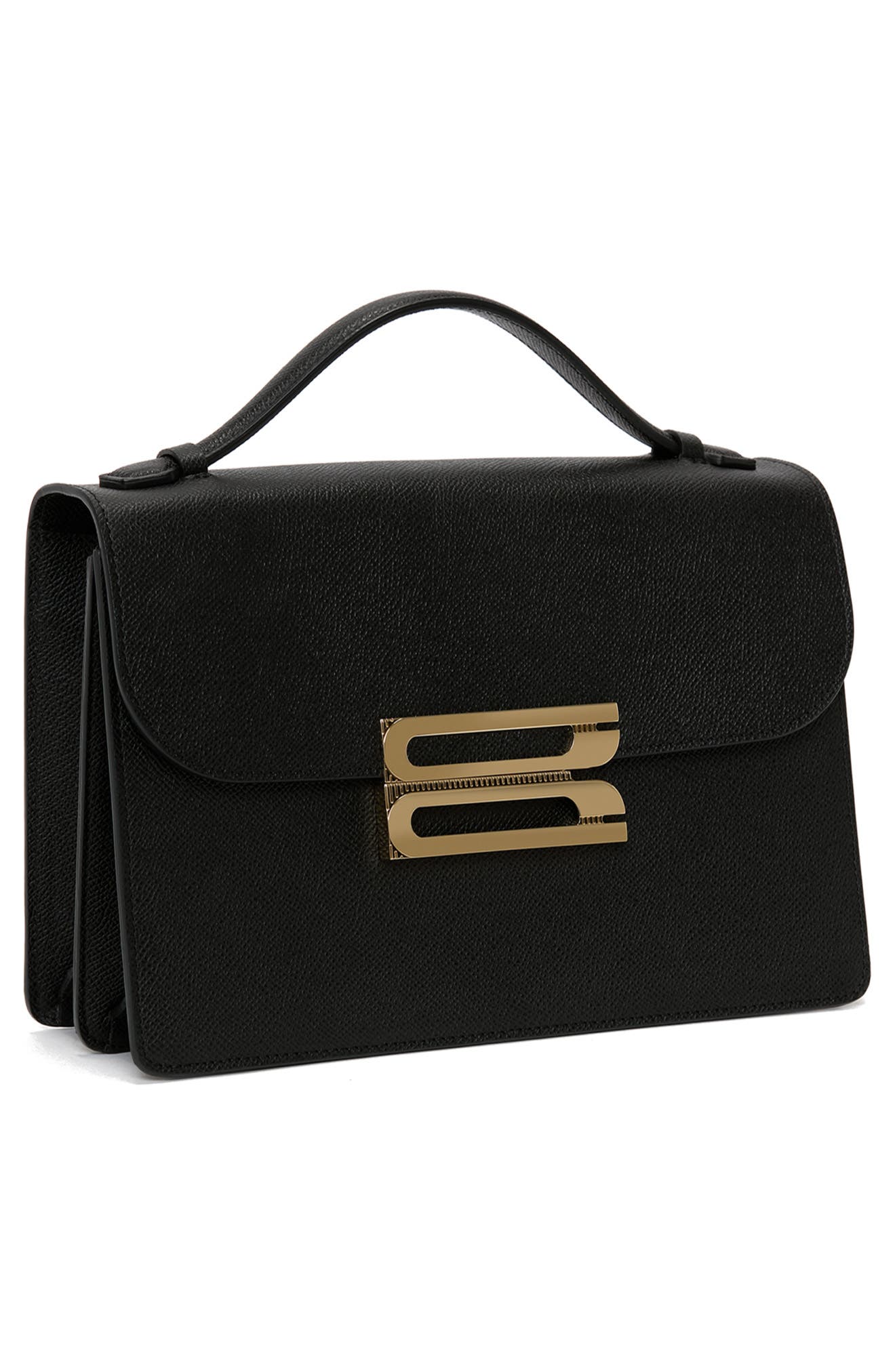 Victoria Beckham Dorian Grained Leather Shoulder Bag, Alternate, color, Black