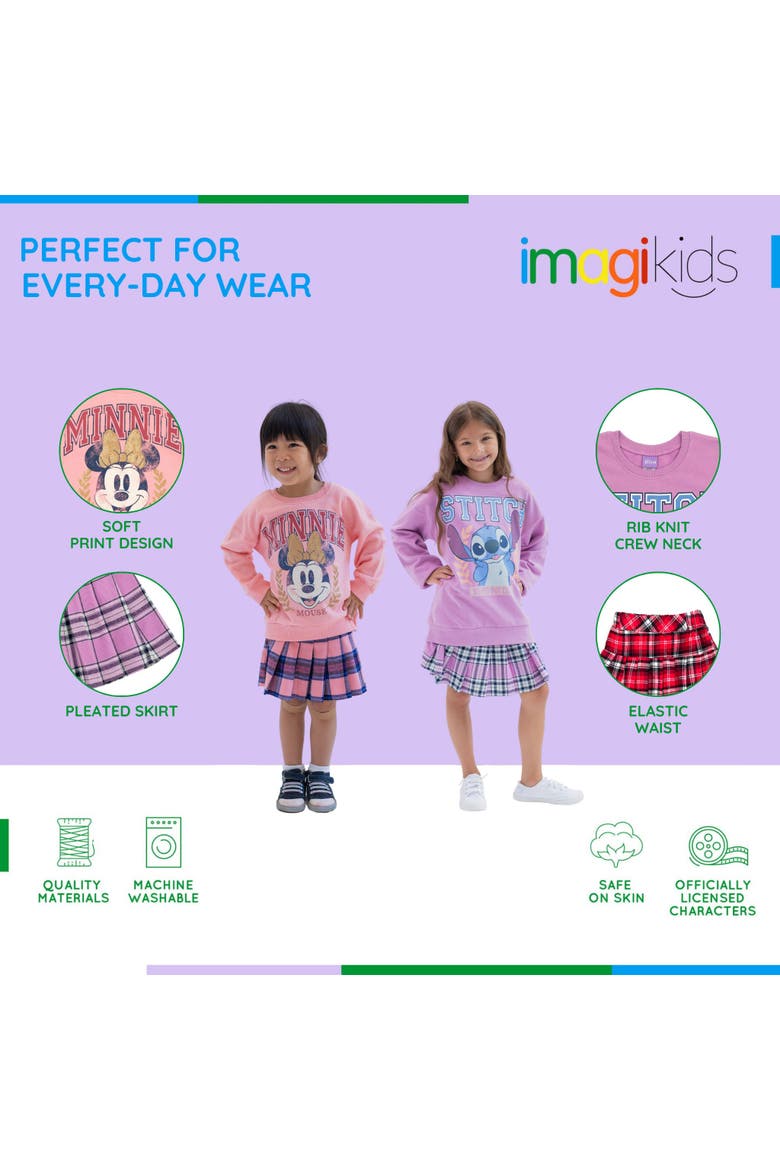 Minnie Mouse 2-Piece Sweatshirt and Pleated Skirt Set, Alternate, color, Minnie Mouse Ivory