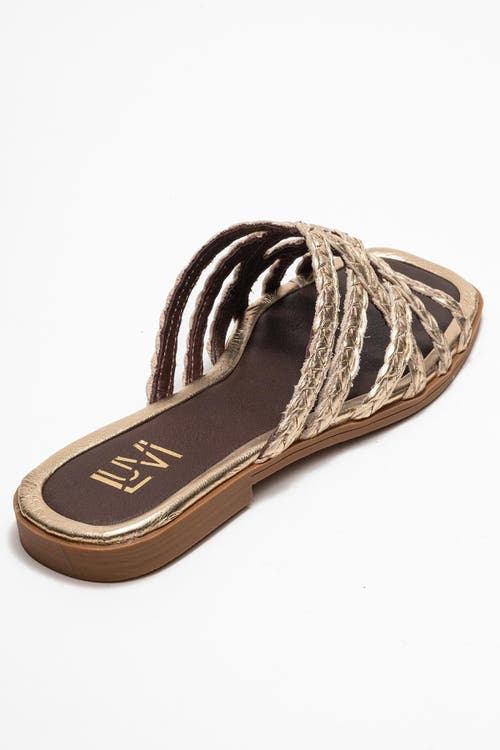 Forever & Always Shoes Alisha Leather Slide Sandal In Gold