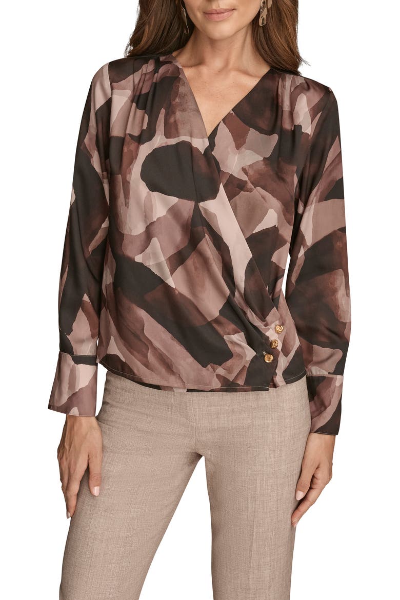 Floral Satin Surplice Top, Main, color, NOLITA MUL