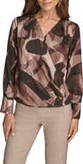 Donna Karan New York Floral Satin Surplice Top