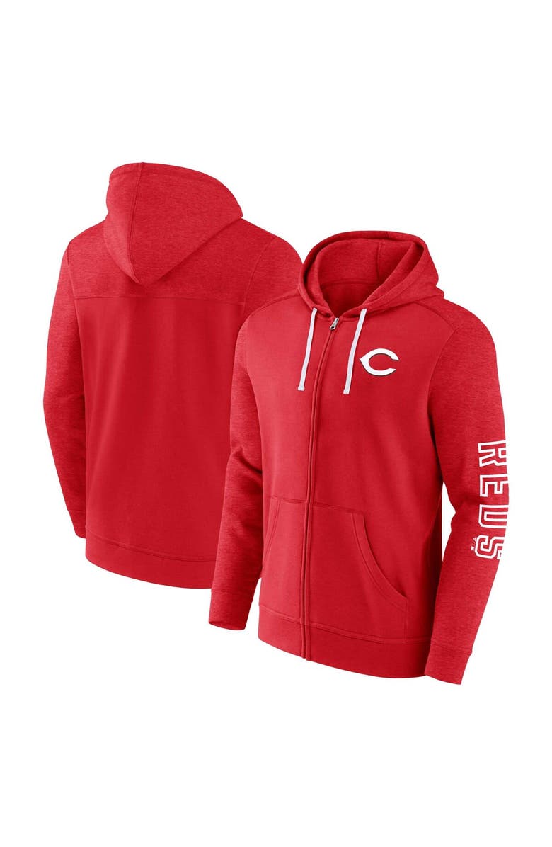 FANATICS Men's Fanatics Branded Red Cincinnati Reds Offensive Line Up Lightweight Full-Zip Hoodie, Alternate, color,