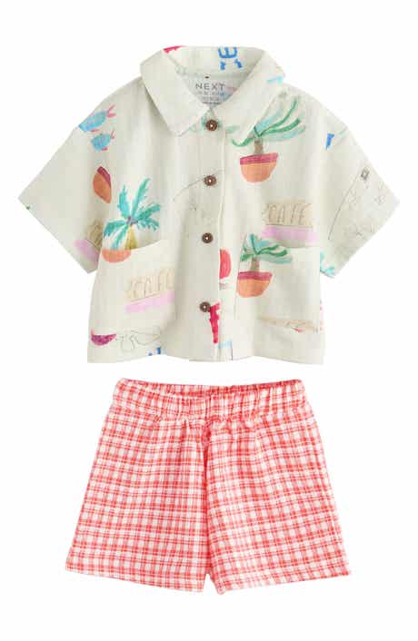 NEXT Kids' Print Shirt & Gingham Shorts Set