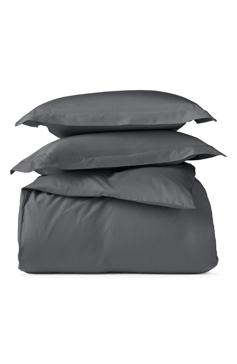 Coyuchi Classic Organic Cotton Sateen Duvet & Sham Set, Main, color, Graphite