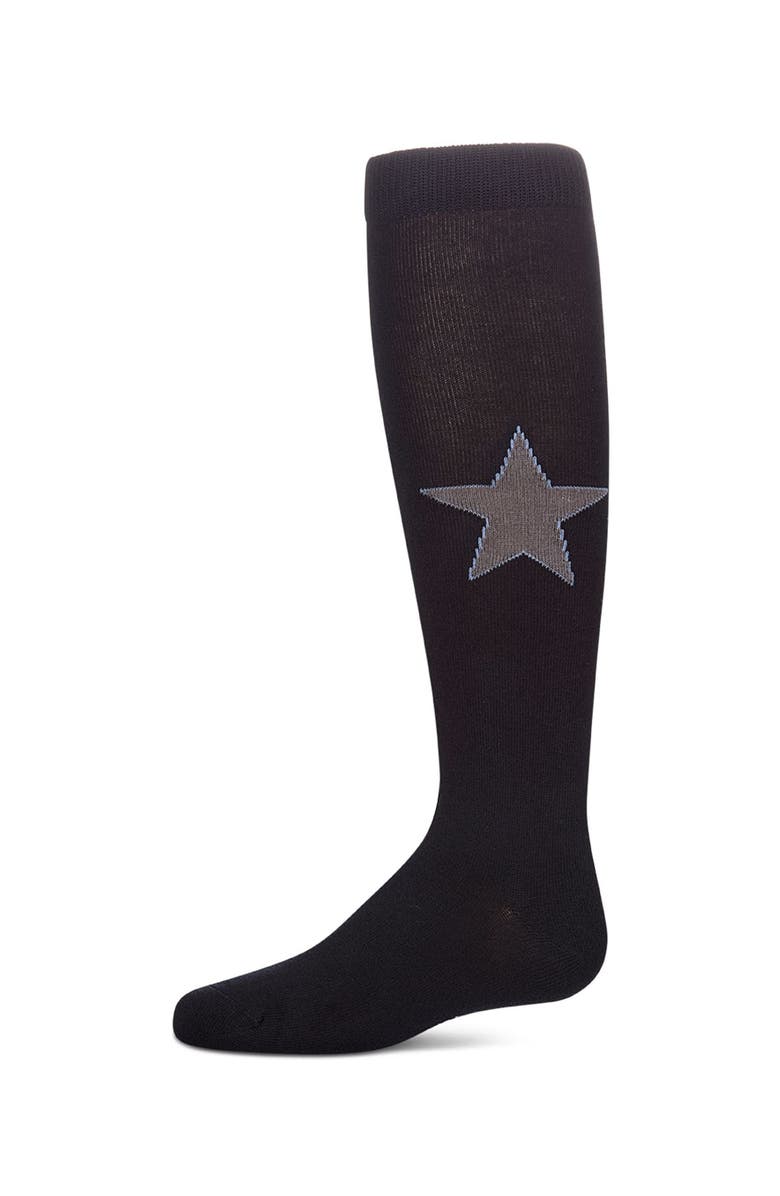 MeMoi Star Themed Knee Sock, Main, color, Navy