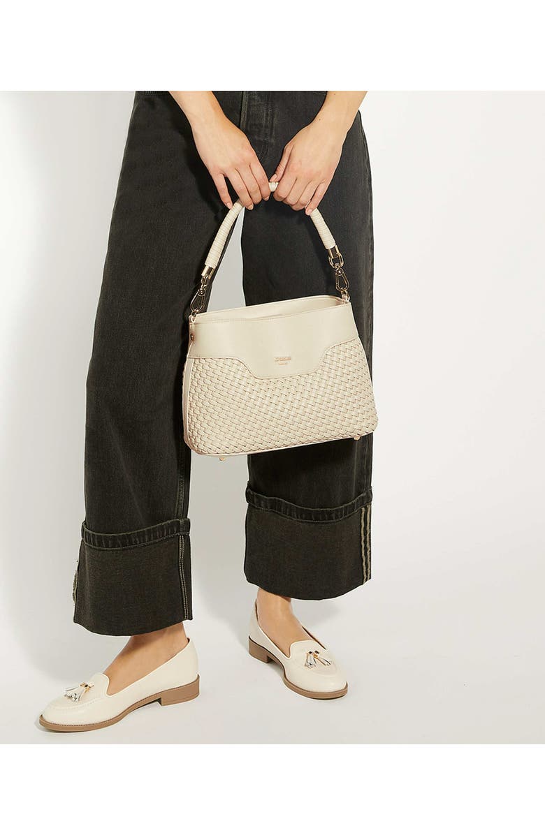Dune London Dinidelphie Faux Leather Top Handle Bag, Alternate, color, Ecru