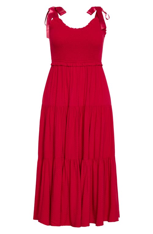 City Chic Cosmopolitan Tie Strap Sundress In Red