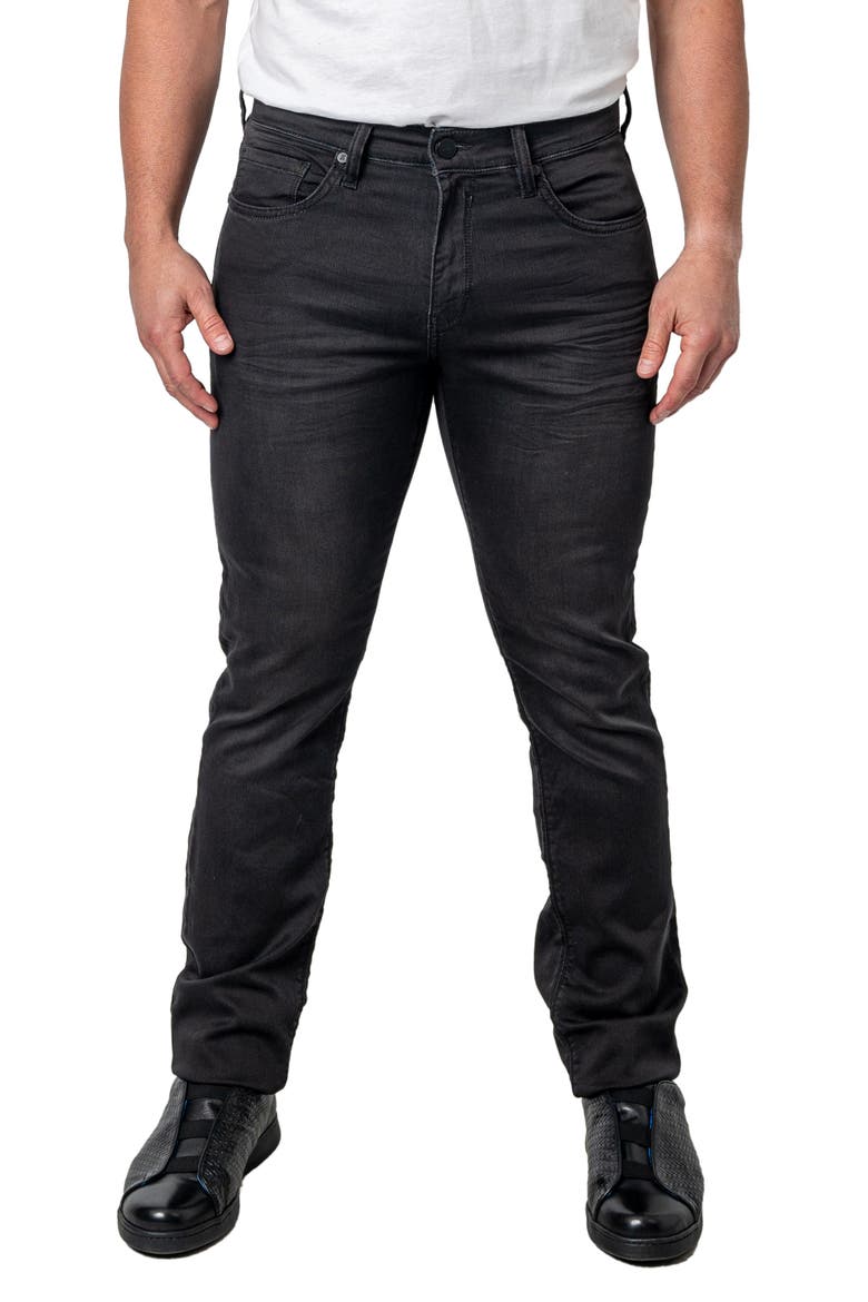 Washed Straight Leg Jeans, Main, color, BLACK