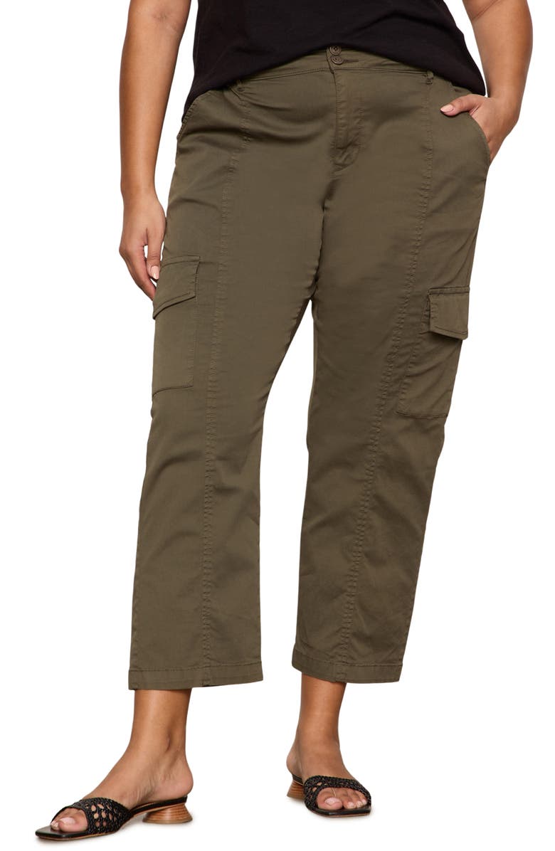 Sanctuary Rebel Crop Straight Leg Cargo Pants, Main, color, Fatigue Green