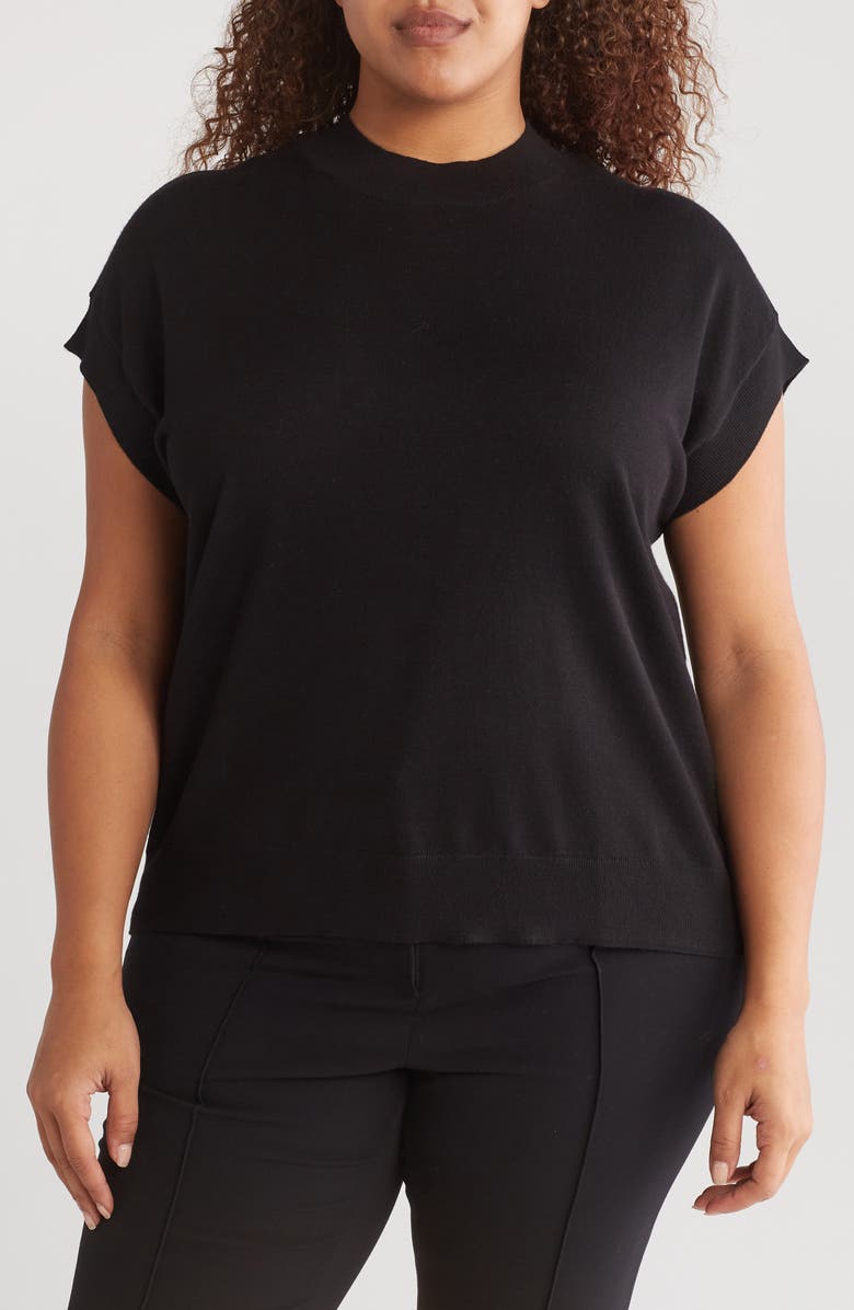 T Tahari Crewneck Shell Sweater, Main, color, Black