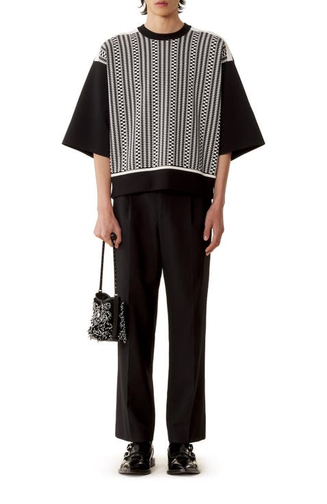 Loose-Fit T-Shirt In Silk And Cotton Jacquard