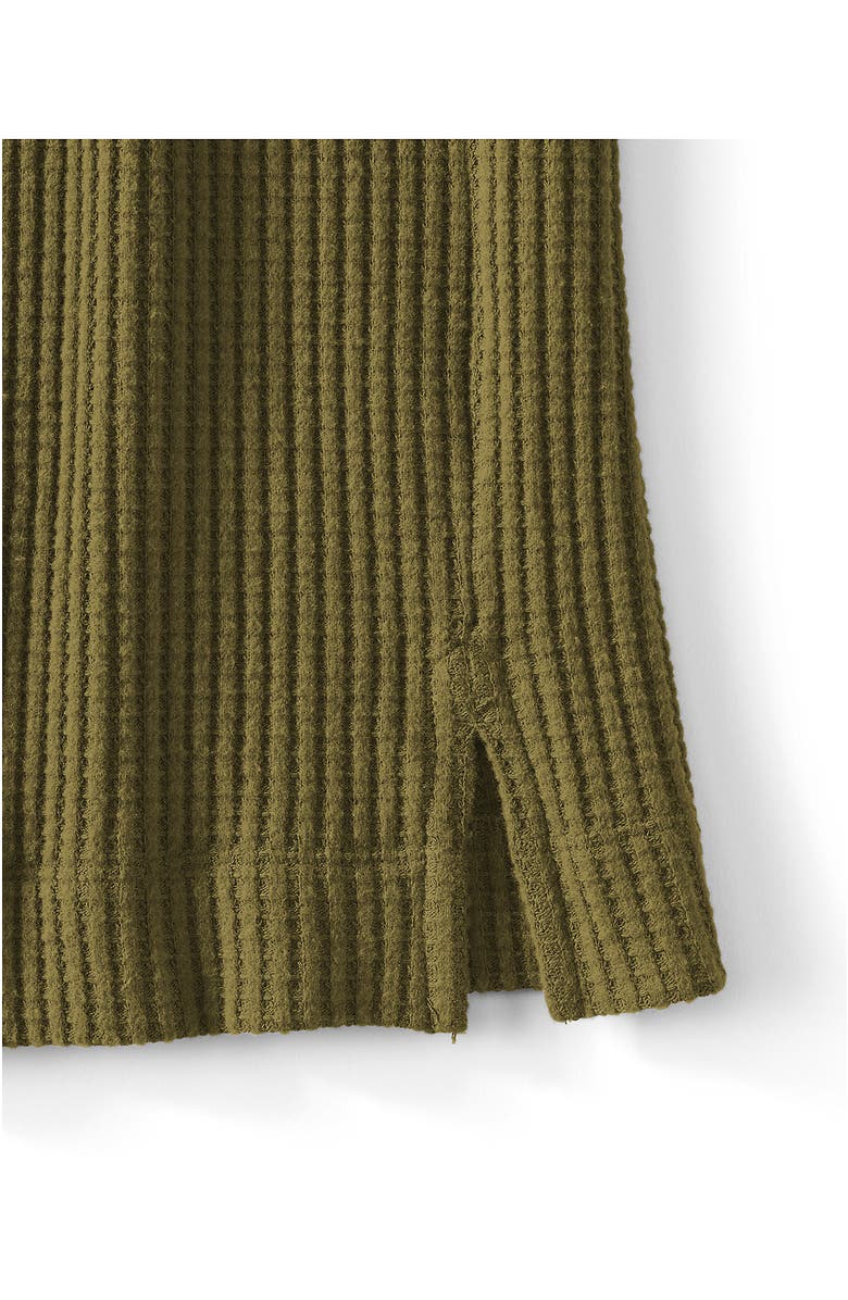 Lands' End Long Sleeve Waffle Shawl Collar Henley, Alternate, color, Olive Drab