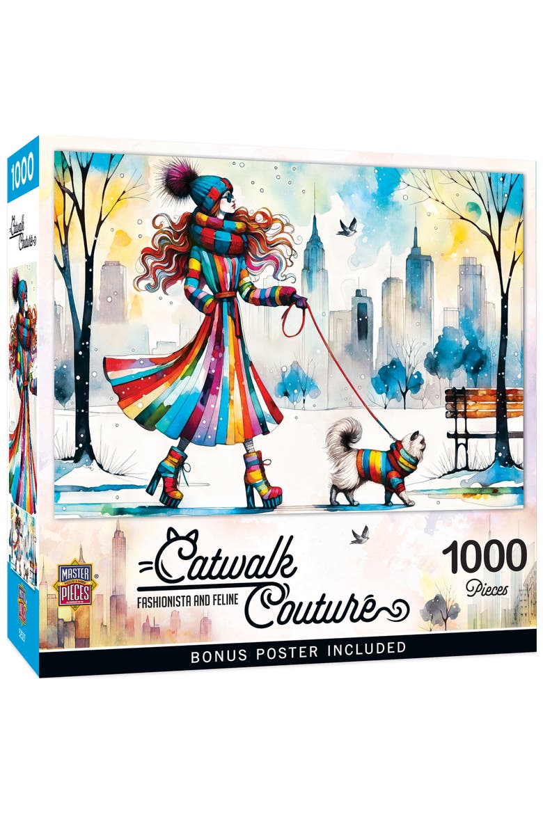 Fashionista and Feline 1000 Piece Puzzle, Main, color, Multicolor