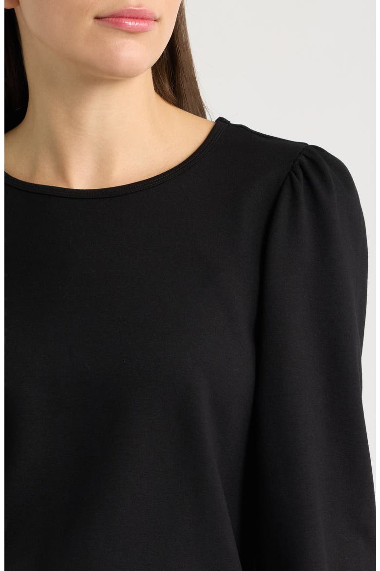 Puff Sleeve Crewneck Top, Alternate, color, ANNE BLACK