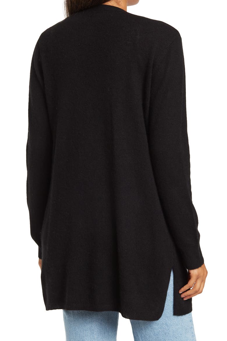 Cashmere Long Sleeve Cardigan, Alternate, color, BLACK