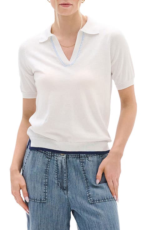 Johnny Collar Short Sleeve Sweater