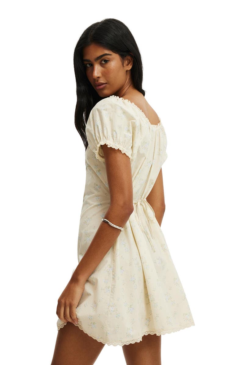 Cotton On Women's Emma Babydoll Mini Dress, Alternate, color, Jenna Ditsy Vanilla Glow