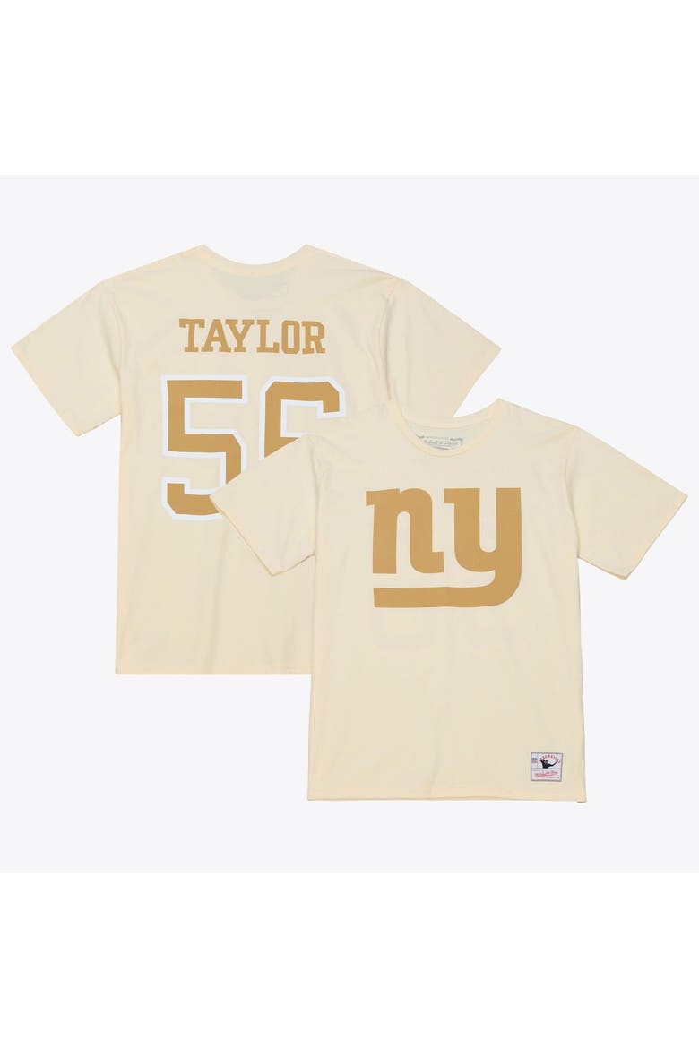 Men's Mitchell & Ness Lawrence Taylor Cream New York Giants Sandman Name & Number T-Shirt, Main, color, Cream