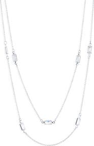 NORDSTROM RACK Baguette Cubic Zirconia Station Layered Necklace