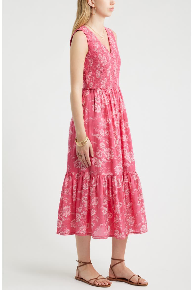 Smocked Tank Midi Dress, Alternate, color, PINK COTTAGE FLORAL STRIPE