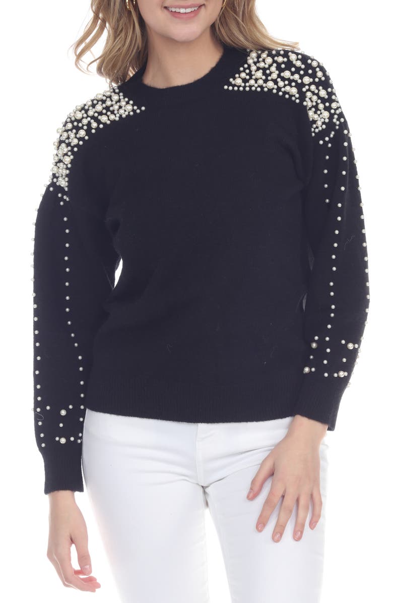 RAIN AND ROSE Imitation Pearl Sweater, Main, color, 