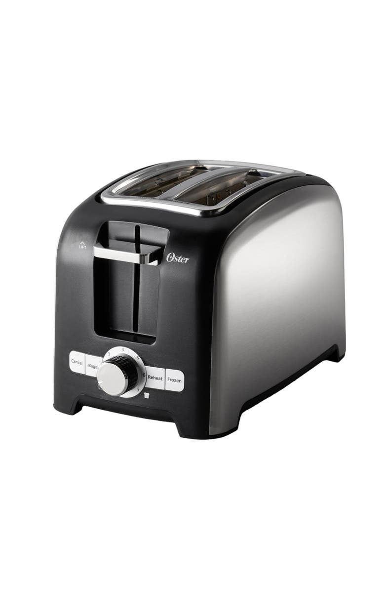 OSTER 2 Slice Toaster with Extra-Wide Slots in Brushed Stainless Steel, Alternate, color, Black