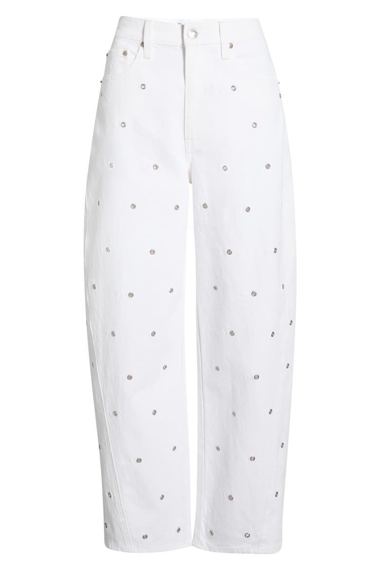 Westward Grommet Embellished High Waist Ankle Barrel Leg Jeans, Alternate, color, LAMB