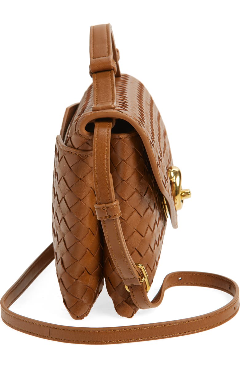 Bottega Veneta Knot Lock Intrecciato Leather Shoulder Bag, Alternate, color, 2599 Amber-M Brass
