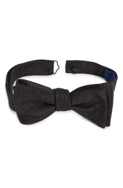 Pre-Tied Paisley Silk Bow Tie