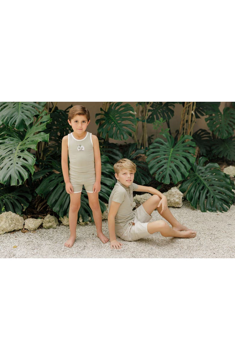 Ely's & Co. Printed Palm Trees Collection - Boys Tank and Shorts, Alternate, color, Sage