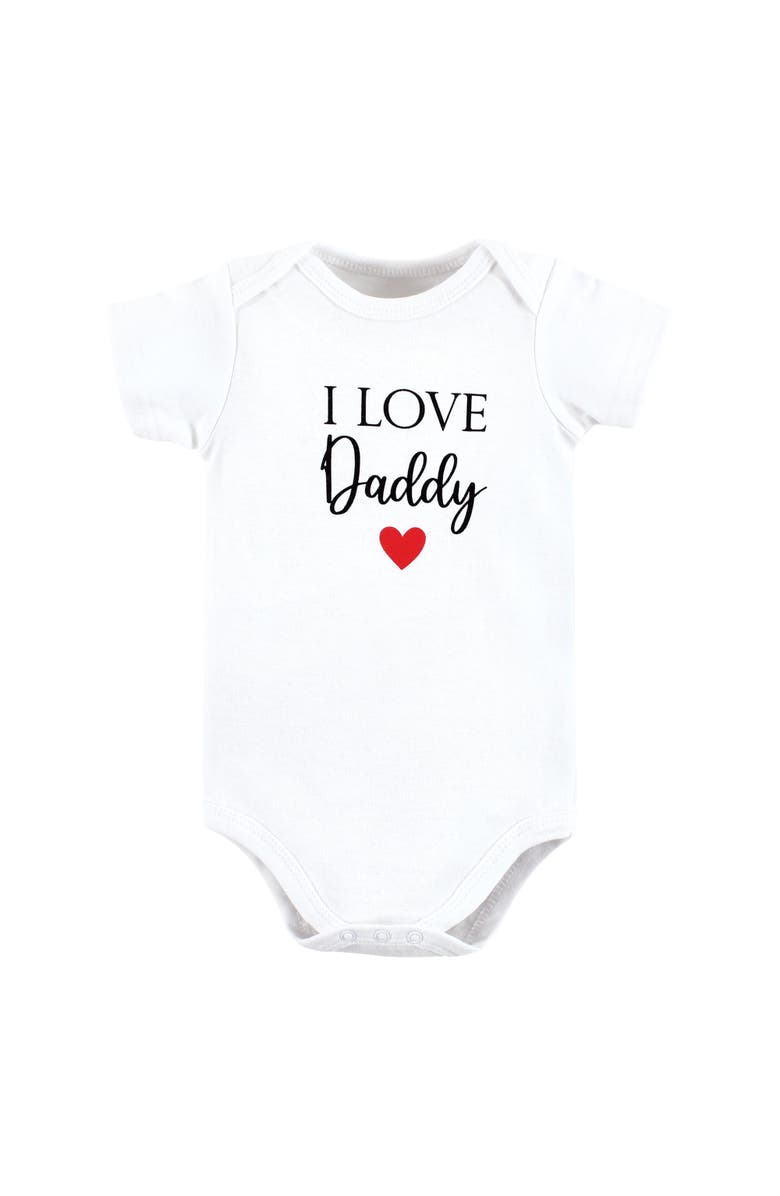 Hudson Baby 5Pk of Soft Cotton One-Pieces, Alternate, color, Girl Daddy Red Black 5Pk